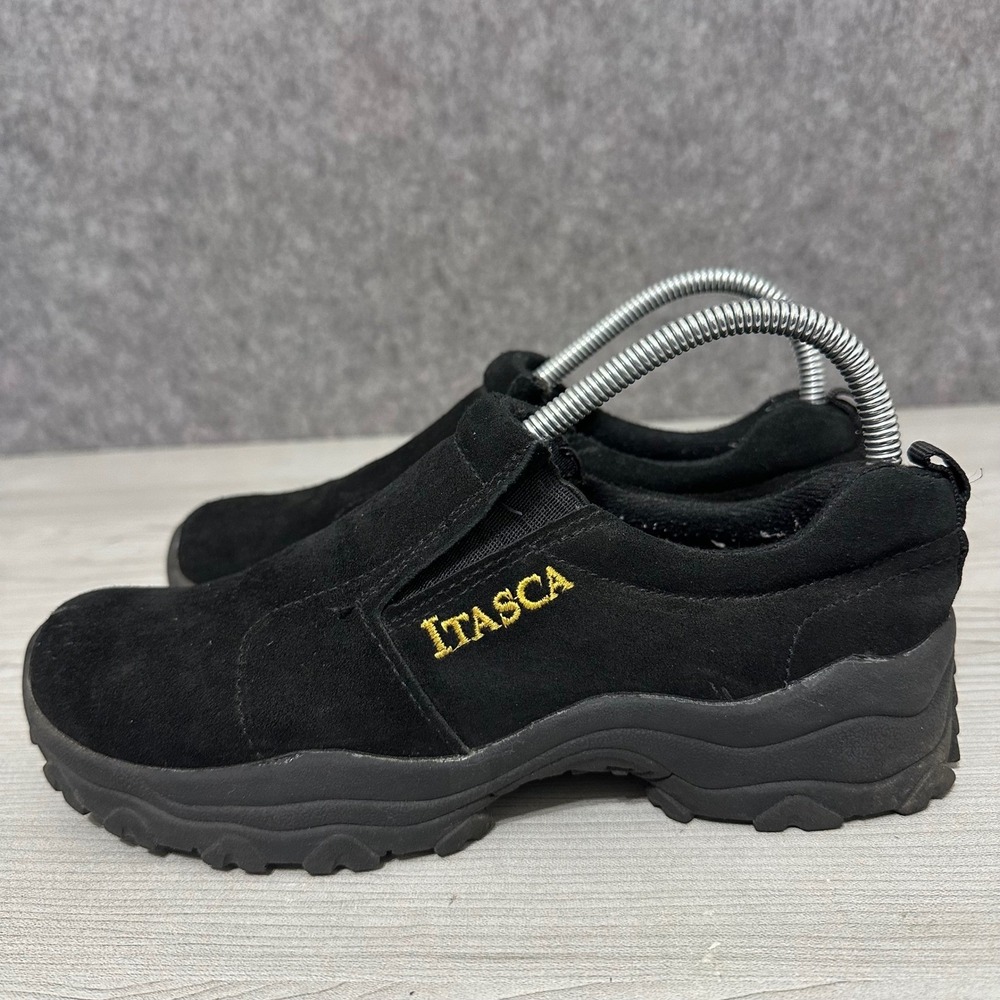Itasca Excursion Black Suede Slip On Comfort Loafers Women Size 8 - Picture 3 of 10